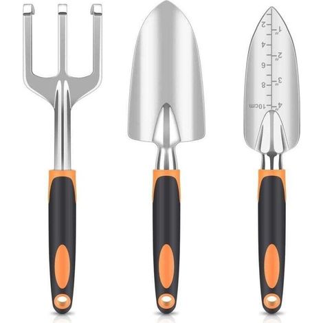 Ensemble Outils Jardin 3 Pièces Pelle Sécateur Multifonction Portable Orange (1/4)