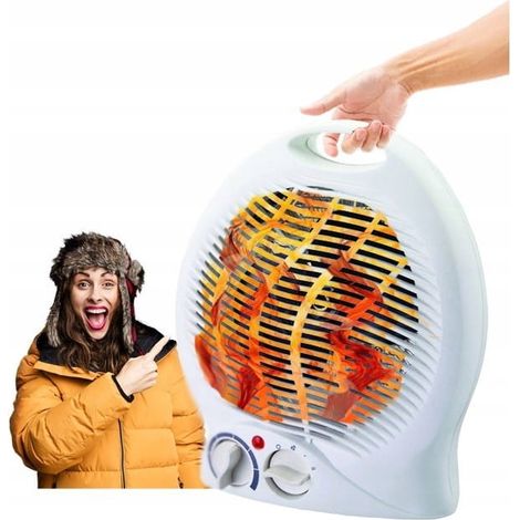 Termoventilatore elettrico da 2000 W, colore bianco. (1/4)
