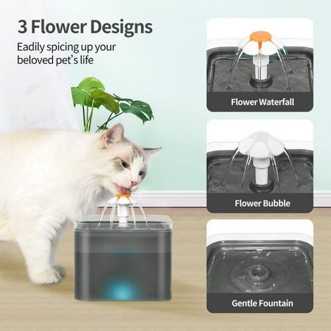 Trinkbrunnen für Katzen und Hunde mit LED-Beleuchtung, ultraleiser automatischer Wasserspender, 2 Liter Fassungsvermögen (1/5)