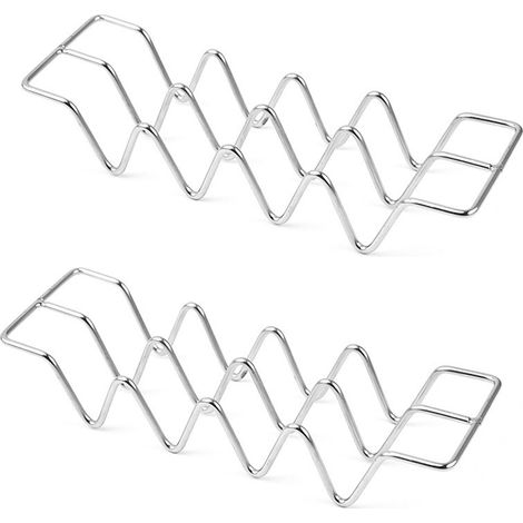 Lot de 2 supports à tacos, acier inoxydable, 4 tacos par support, cuisson four, lave-vaisselle, fête famille (1/5)