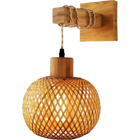 Applique murale en bambou naturel – Éclairage décoratif en rotin pour salon et couloir – Haute résistance à la température-DELKEVIC (1/3)