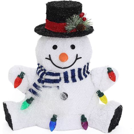 LED-Schneemann mit bunten Lichtern – Leuchtende Weihnachtsdeko für Innen und Außen