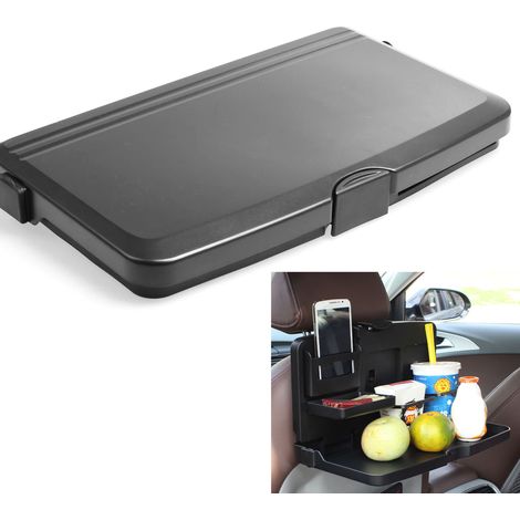 Table d'appoint pliante pour voiture, table repas de voiture, organisateur de rangement multifonctionnel, étagères pour voiture, noir (1/5)