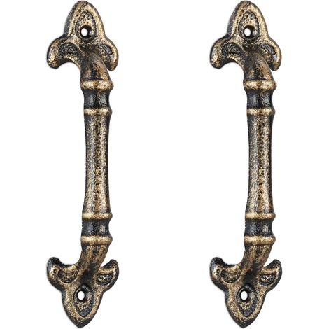 Lot de 2 Poignée de meuble, Vintage fonte de fer, Bronze, Pour armoire tiroir cuisine (1/5)