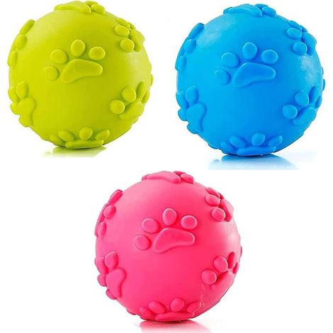 Juego De 3 Pelotas De Goma Para Perros, Juguete Chirriante, Pelotas Para Masticar Para Perros, Pelotas Flotantes (Azul, Rosa, Verde)