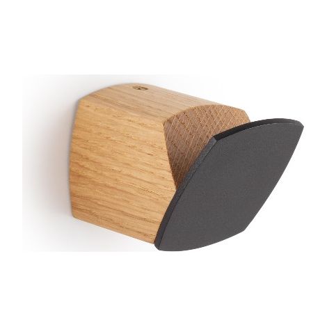Patère Megg - talla 45x45mm. Chêne + noir lave