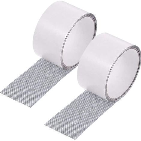 2 rouleaux - Ruban adhésif - 5 cm x 2 m - Ruban de réparation - Ruban pour moustiquaire - Pour réparer les moustiquaires - Gris (1/5)