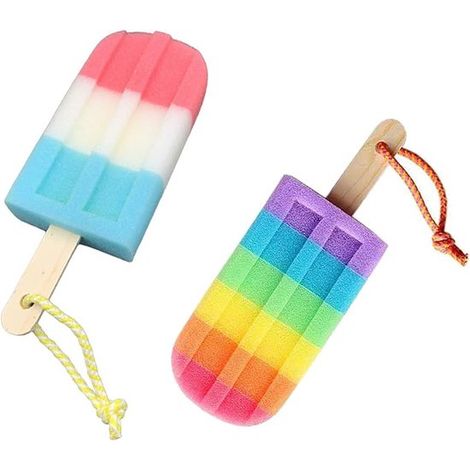 Esponja de ducha de 2 piezas, Palito de helado, Exfoliante, Esponja de baño, Esponja suave, Esponja de lavado incluida, Higiénica y duradera (1/5)