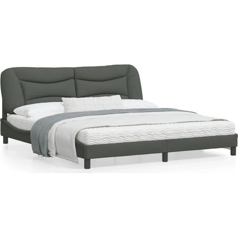 Cadre de lit avec tête de lit Gris foncé 180x200 Tissu (1/5)