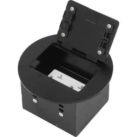 Coffret de prise de courant au sol rond encastré en acier inoxydable 20A 3 trous à broches noir (1/5)