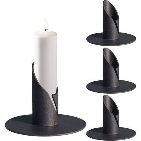 Bougeoir BEIJIYI – 4er-Set – Schwarz – Metall – Für den Innenbereich