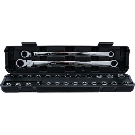 BGS Clé double polygonale et à cliquet articulée extra longue 27 pièces - 74274