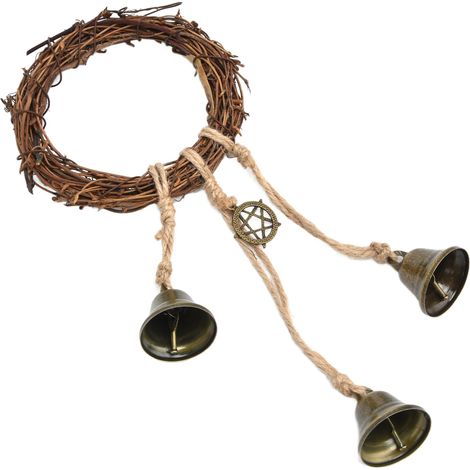 Guirlande murale en rotin avec clochettes, décoration ronde en osier pour mariage et maison, modèle A (1/5)