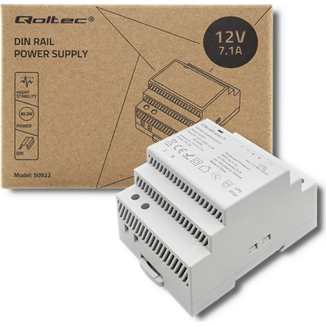 Qoltec DIN-Schienen-Netzteil 85,2 W 12 V 7,1 A Grau (1/5)