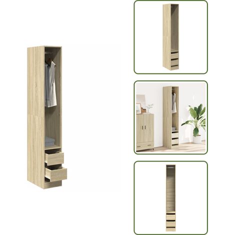 Kleiderschrank Sonoma-Eiche 30x50x200 cm Holzwerkstoff - Kleiderschrank - Kleiderschränke - Schrank - Kleider Organizer (1/5)