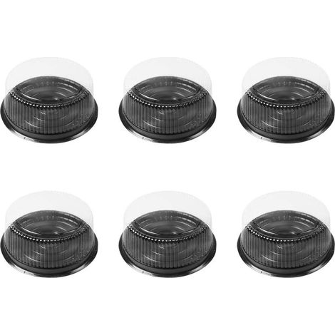 Ronde Porte-gateaux en Plastique Transparent jetables de gateau en Plastique à emporter avec Base Noire Transporter Affichage bote de Rangement Ensemble de 10 Pcs,