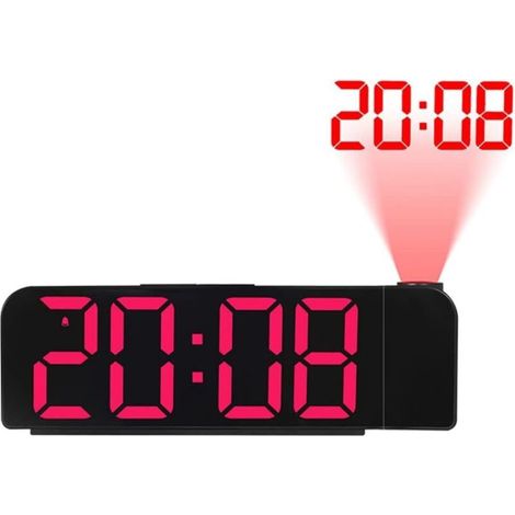 Sveglia con proiezione rotante a 180°, orologio digitale a LED 12/24 ore, proiettore da soffitto con ricarica USB (1/4)