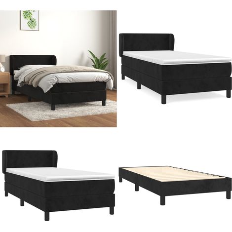 Boxspringbett mit Matratze Schwarz 100x200 cm Samt - Samtbett - Boxspringbett - Doppelbett - Luxusbett - Schlafzimmermöbel - Home & Living (1/5)