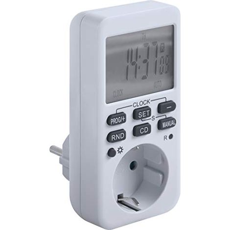Meister 7474090 - Timer digitale, 3600 W, ora estiva e invernale, 10 programmi configurabili con funzione conto alla rovescia e generatore casuale, presa/timer con interruttore casuale (1/3)