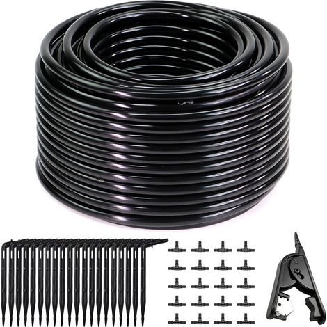 Automatic Irrigation System Micro Hose 4/7mm，40m Drip Irrigation Hose, Agriculture Hose,with 22 Hose Connectorsand 20 Drippers Irrigation Kit for Gardens, Floor Washing, Greenhouse Plants and Bonsai (1/5)