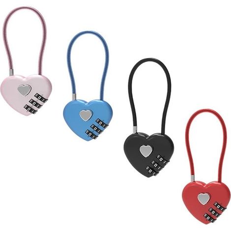 4 Pieces Combination Lock, Travel Lock, 3 Digit Luggage Lock, Mini Combination Lock, for Suitcases, Drawers and Cabinets (4 Multicolor) (1/5)