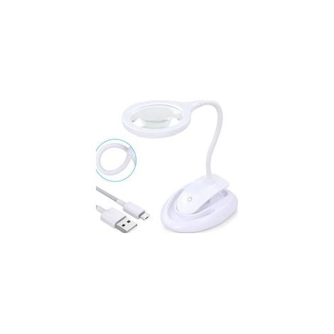 Loupe avec lumière, lampe grossissante 5X 10X avec support et pince, lampe grossissante de bureau rechargeable et à luminosité réglable pour la lecture de près Hobby Crafts Workbench Sewing (1/5)
