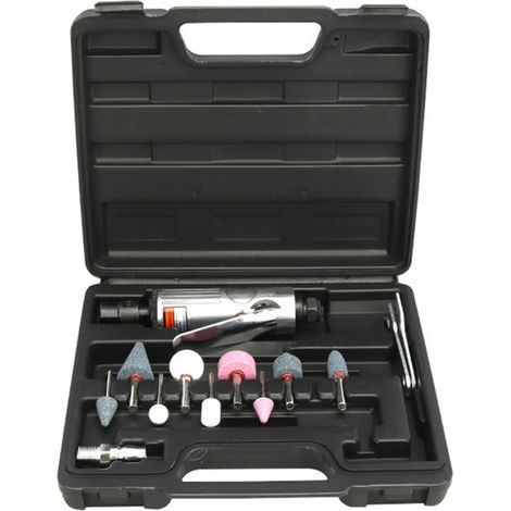 Kit smerigliatrice pneumatica da 1/4 di pollice, con mandrino da 3 mm e 6 mm, utensile per smerigliatura, lucidatura e incisione a rotazione pneumatica, 20000 giri/min. (1/5)