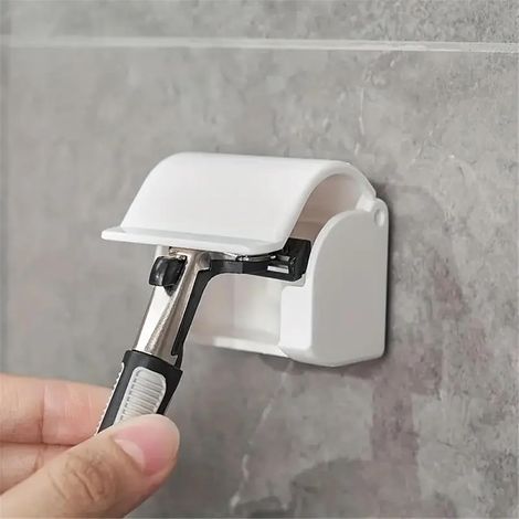 Étagère de rangement pour salle de bain, porte-rasoir, porte-brosses à dents, gain de place dans la douche, facile à installer, blanche