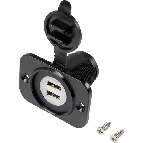 USB-Doppeleinbaubuchse mit Staubschutzkappe Buchse, Einbau vertikal 2-fach, Front rechteckig 43.1 x (1/2)