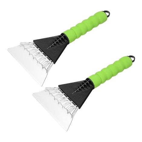 2Pcs Grattoirs pour Voiture Pare-Brise 10" x 5" Noir/Vert (1/5)