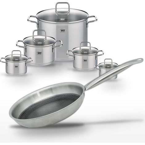 Lot de Faitouts Elo Relief Solution en inox 12/14/16/20/26 cm et Poêle 24 cm (1/5)