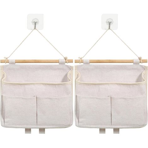 Lot de 2 sacs de rangement pour porte, à suspendre ou à accrocher. Organiseur mural avec compartiments et crochets, pliable, idéal pour la chambre, la salle de bain, le bureau ou la cuisine. Dimension (1/5)