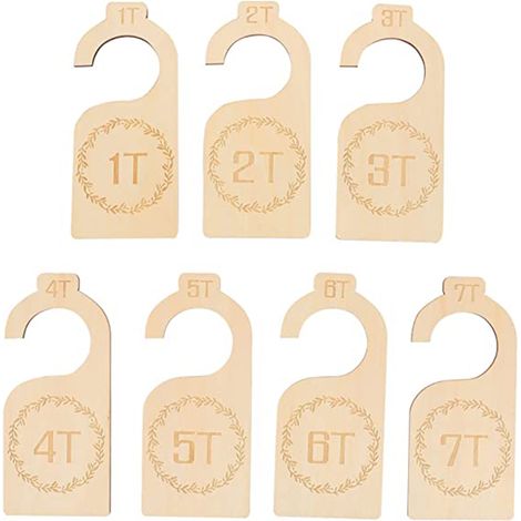 Lot en 7 séparateurs en bois pour armoire bébé, organisateur de dressing, séparations de penderie pour chambre enfant. (1/5)