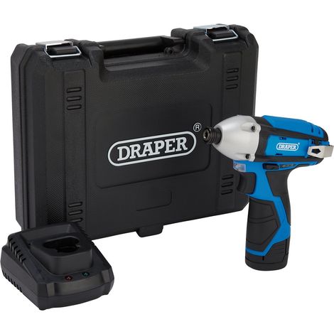 Draper 12V Impact Driver Kit with 1/4" Hex, Includes 1.5Ah Battery and Fast Charger