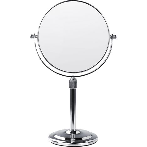 Espejo de maquillaje de metal plateado 20 cm tocador doble cara aumento Aveyron