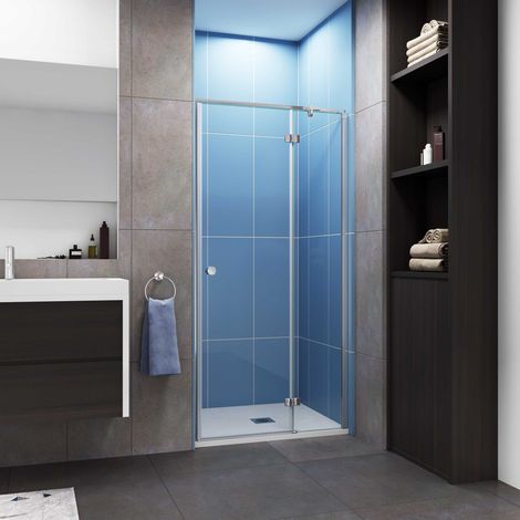 Porte de douche pivotante - 110x195cm - Verre 6mm de sécurité anticalcaire - Avec barre de fixation - Design moderne
