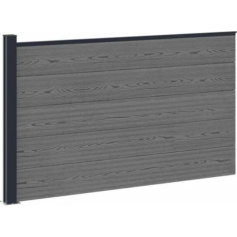panneaux de clôture en WPC et aluminium gris
