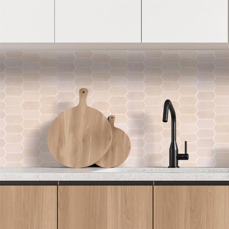 Paquet de 4 Crédences Adhésives Souples Hexagone Beige 30,5 x 30,5 cm - Effet Carrelage - Livraison gratuite (1/5)