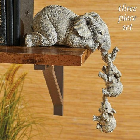 Figurine d'éléphant (mère et enfants) suspendue en résine - Décoration pour la fête des mères (1/5)