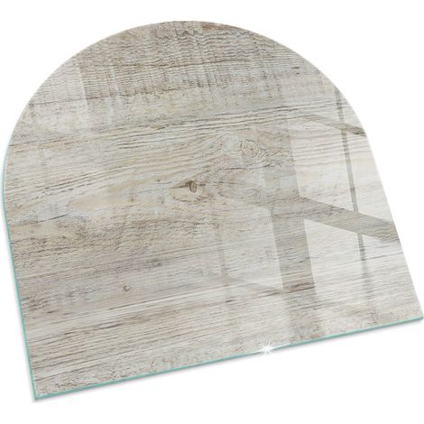 Plaque Carrée de protection de sol en verre trempé pour cheminée ou poêle à bois pare-feu contre les étincelles Texture bois clair 100x100 cm (1/5)