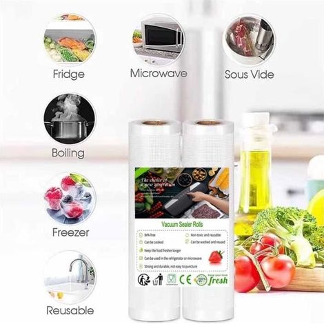 Sacs sous vide pour aliments - FOLAYA - 500 x 20 cm - Surface gaufrée - Sans BPA - Usage professionnel (1/3)