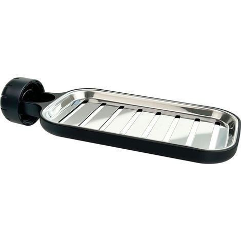 Porte-savon de douche en acier inoxydable pour barre de douche 20-27 mm, porte-éponge, porte-savon, étagère de rangement pour évier (1/5)