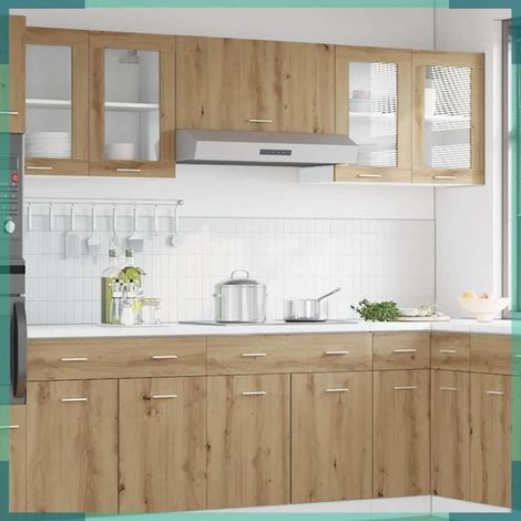 856120 Vitrine suspendue 'Lyon' Chêne artisanal 80 x 31 x 60 cm Bois d'ingénierie (1/5)