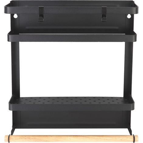 Ménager multifonctionnel pliable support magnétique pour réfrigérateur étagère suspendue de rangement (Noir) (1/5)