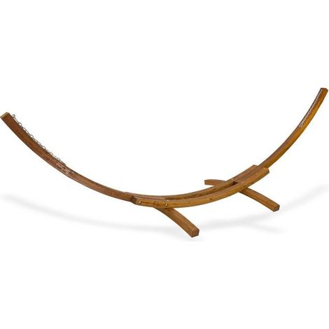 Dema – Support hamac sur pied en bois lamellé-collé – Longueur 400 cm – Charge maximale 300 kg – Pour 2 à 3 personnes – Installation intérieure et extérieure
