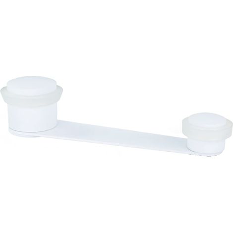 Butée de rétention rotative blanche Acier inoxydable laqué blanc Caoutchouc blanc Creux utile 70 mm d'épaisseur Fixation adhésive ou avec vis cheville Mod. I-152DUALBL (1/5)
