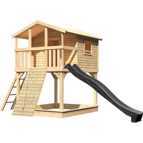 Spielturm Benjamin 198x243x309 natur m.Rutsche und Holzrampe