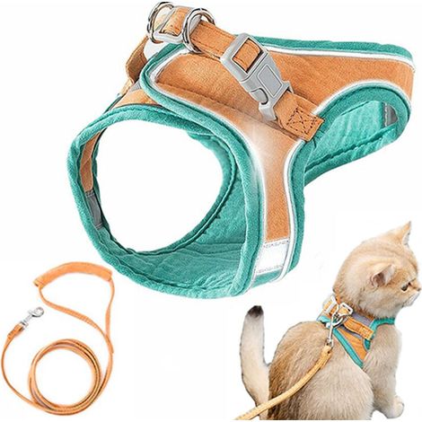 Harnais et laisse pour chat, veste de marche confortable pour chat avec laisse, laisse de style gilet pour chat, anti-fuite, laisse spéciale pour chats qui marchent (1/5)