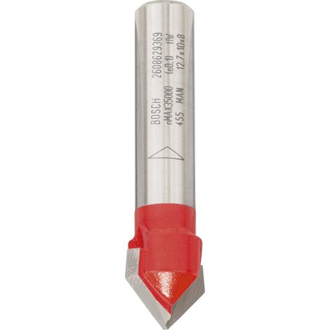 Nom: Fraise à rainurer en V Bosch Expert for Wood 8 mm D 12,7 mm L 10 mm G 44,5 mm 90° - 2608629369
