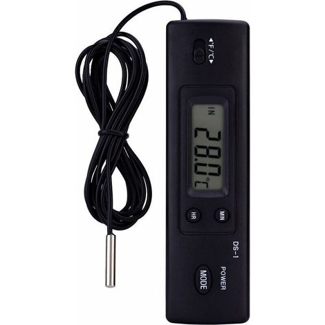 Digitales LCD-Temperaturmessgerät mit Thermometer und Feuchtigkeitsmessung, kabelgebundener Sondensensor für Kühlschrank, Aquarium und Klimaanlage